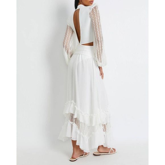 PatBo PLUNGE LACE SLEEVE MAXI DRESS white small - Picture 7 of 12